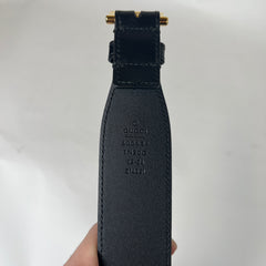 Gucci Black Leather Interlocking Horsebit Belt Size 85