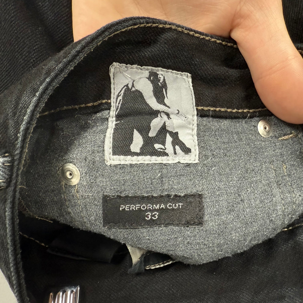 Rick Owens Perfoma Cut Black Denim Jeans Size 33