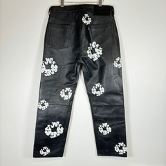 Denim Tears Black Leather Wreath Pants Size 36