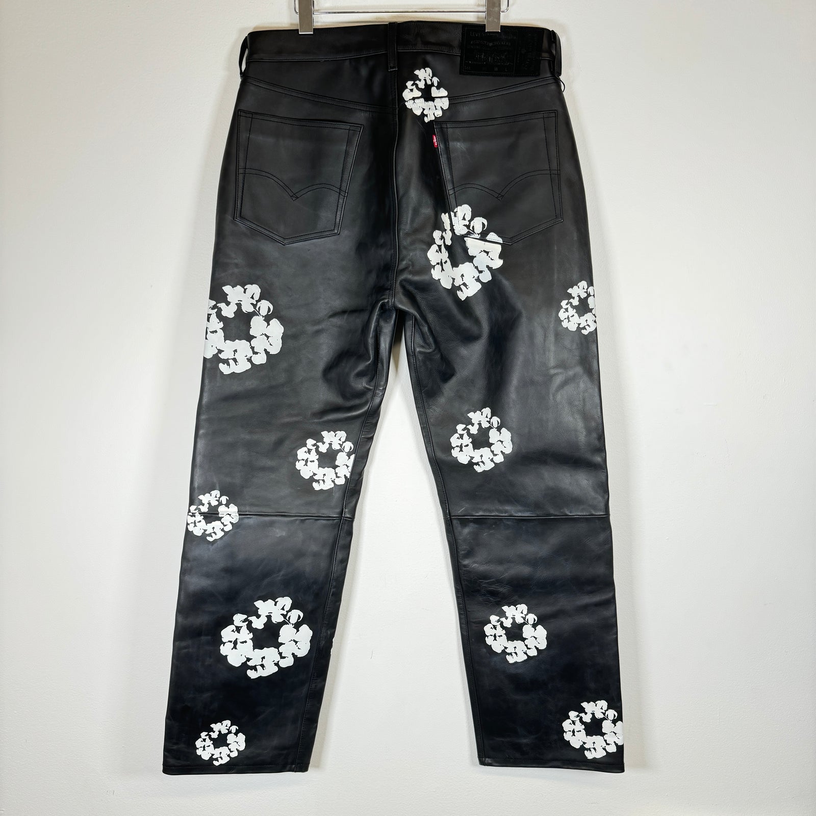 Denim Tears Black Leather Wreath Pants Size 36