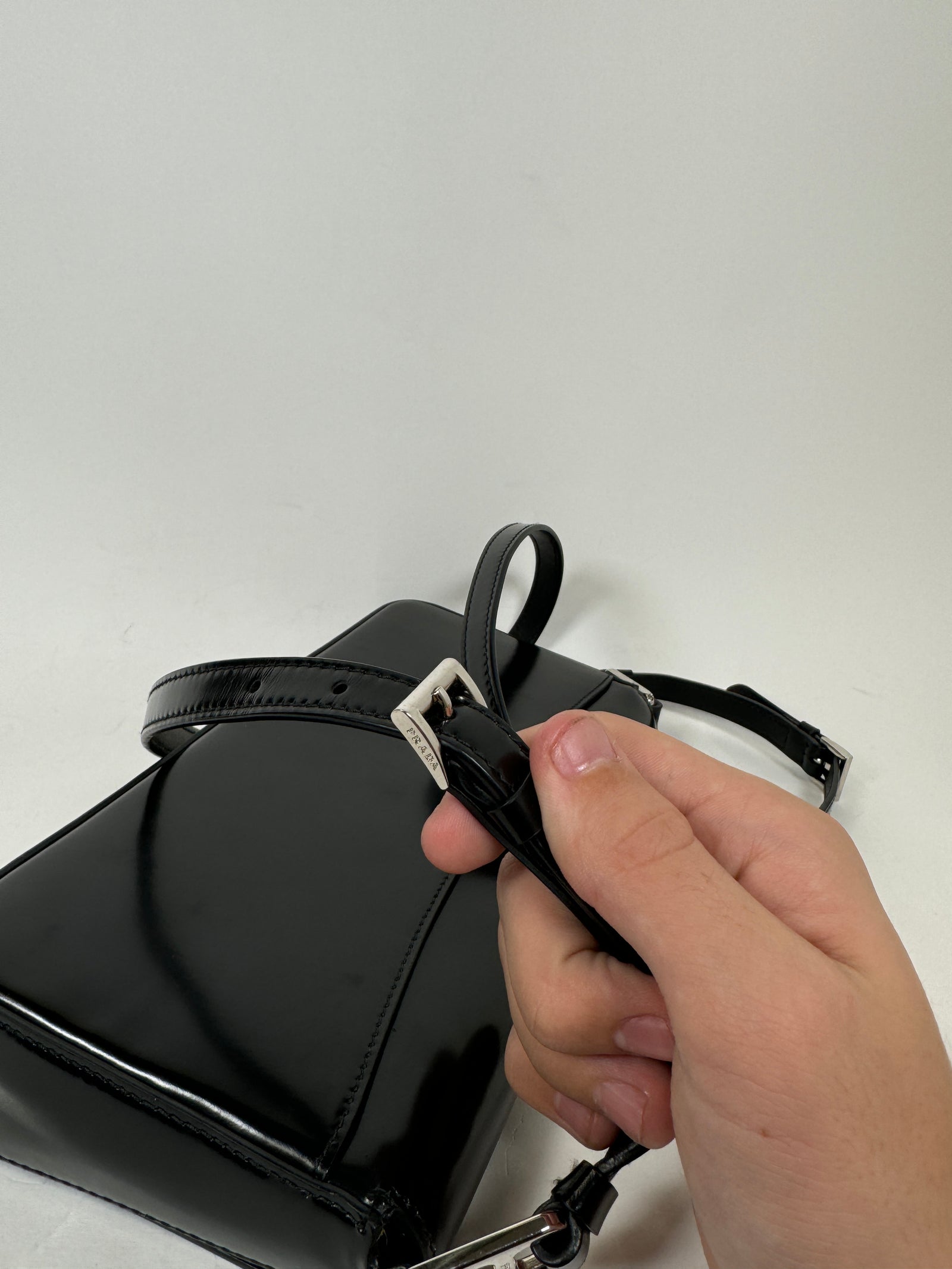 Prada Black Leather Clutch Cross-Body Bag