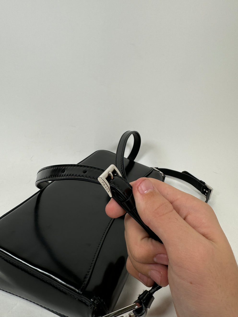 Prada Black Leather Clutch Cross-Body Bag