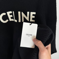 Celine Black Oversized Wool Knit Sweater Size L