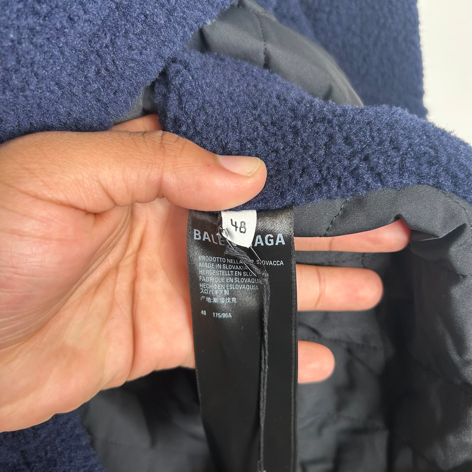 Balenciaga Navy Sherpa Half Zip Jacket Size 48