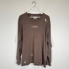 Gallery Dept Brown Flame Distressed Longsleeve Size L