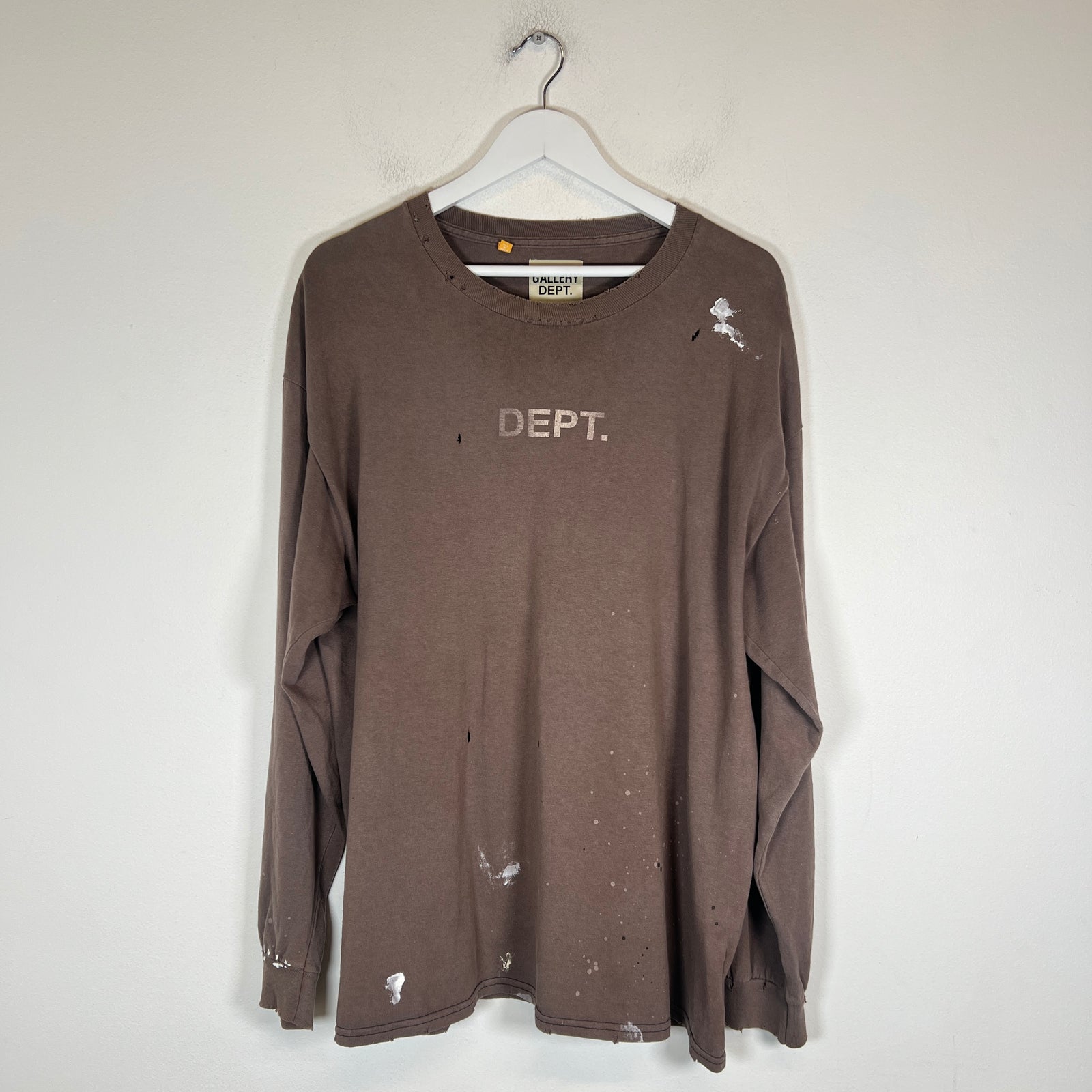 Gallery Dept Brown Flame Distressed Longsleeve Size L