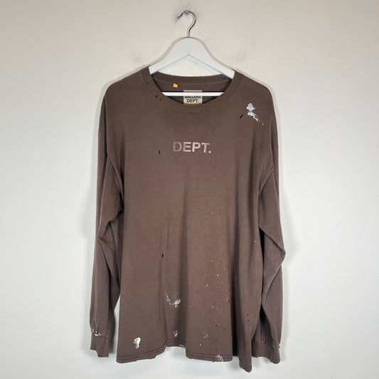 Gallery Dept Brown Flame Distressed Longsleeve Size L