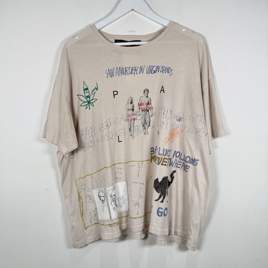 Paly x Eri Wakiyama 'Bad Luck' Distressed Graphic T-Shirt Size L
