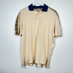 Gucci Cream/Navy Interlock Double G Polo Size XL