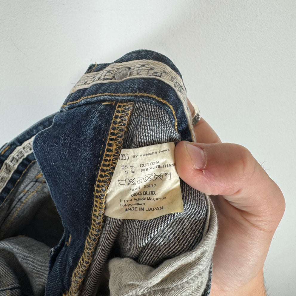 Number (N)ine Blue Repaired Denim Size 30