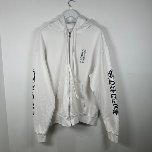 Chrome Hearts White Spell-Out Zip-Up Hoodie Size XL