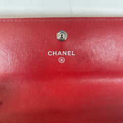 Chanel Red Quilted Lambskin Long Wallet