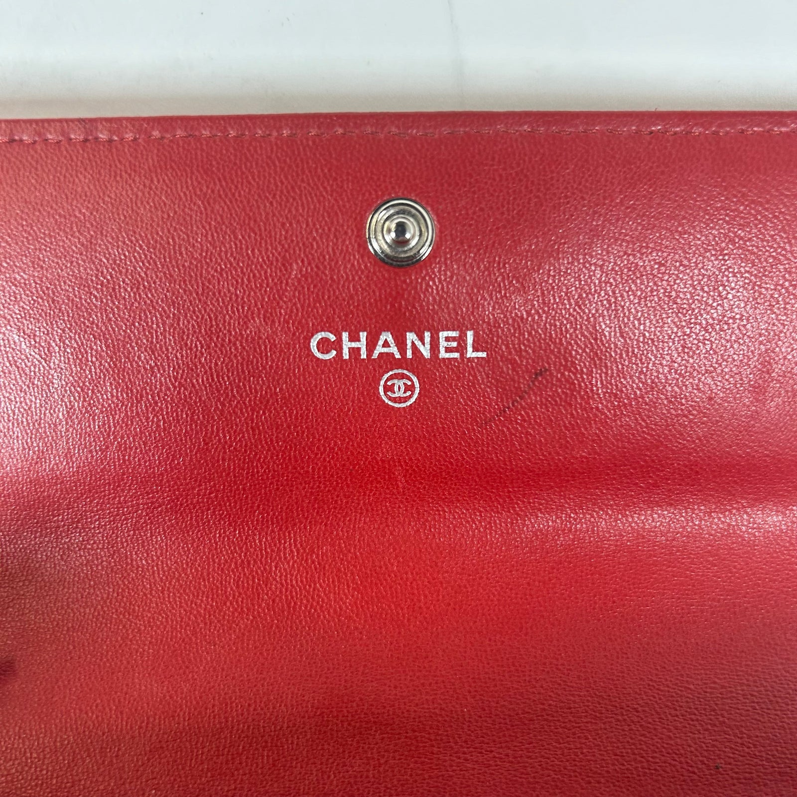 Chanel Red Quilted Lambskin Long Wallet