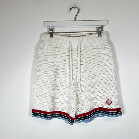 Casablanca White Sporty Faux Crochet Shorts Size XS