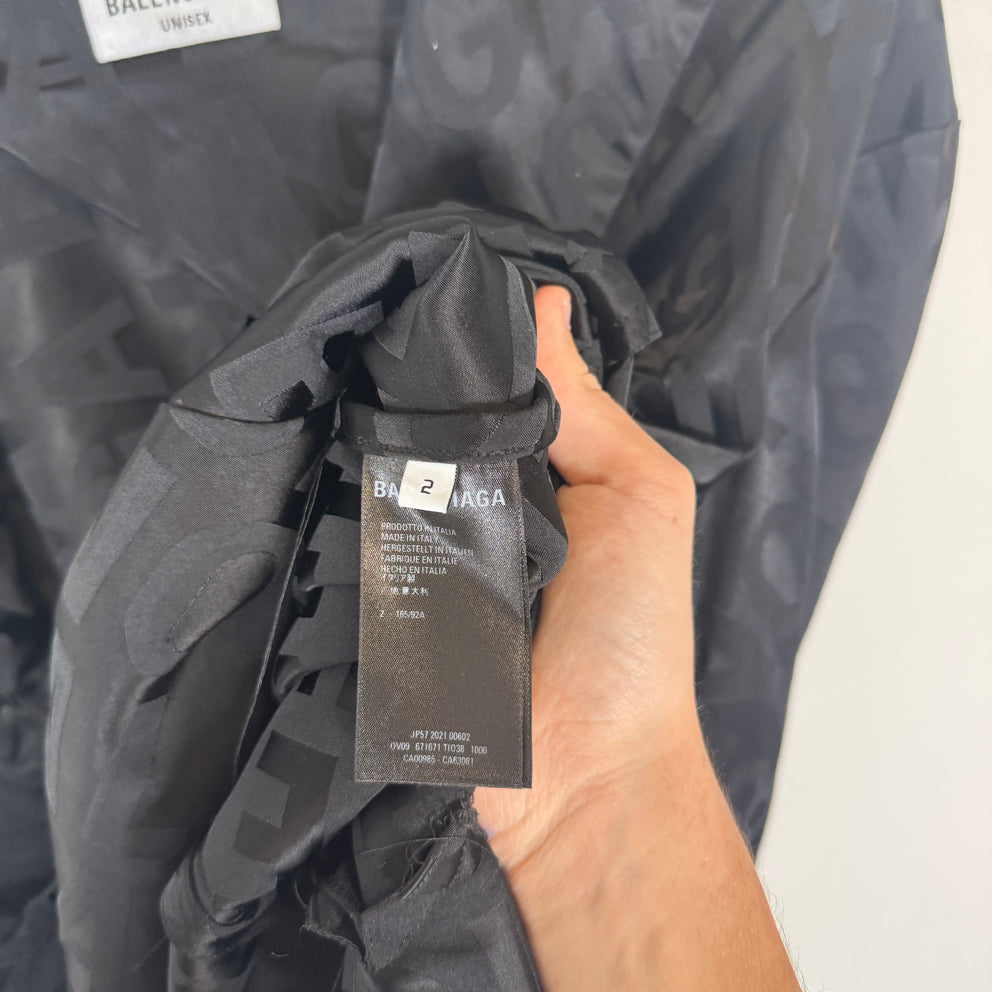 Balenciaga Black AOP Asymmetrical Suit Jacket Size 2