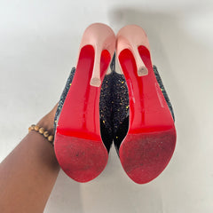 Christian Louboutin Lady Peep 150 Sequin Platform Heels Size 37