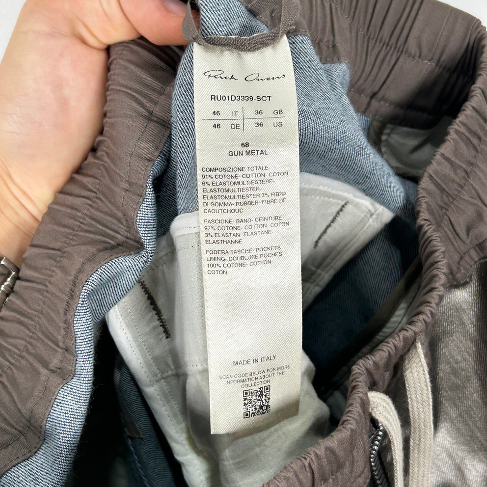 Rick Owens Silver Wide Leg Cargo Bela Pants Size 46
