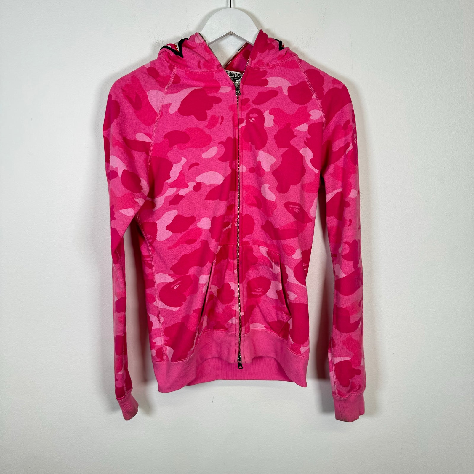 Bape Pink Camo Shark Hoodie Size S