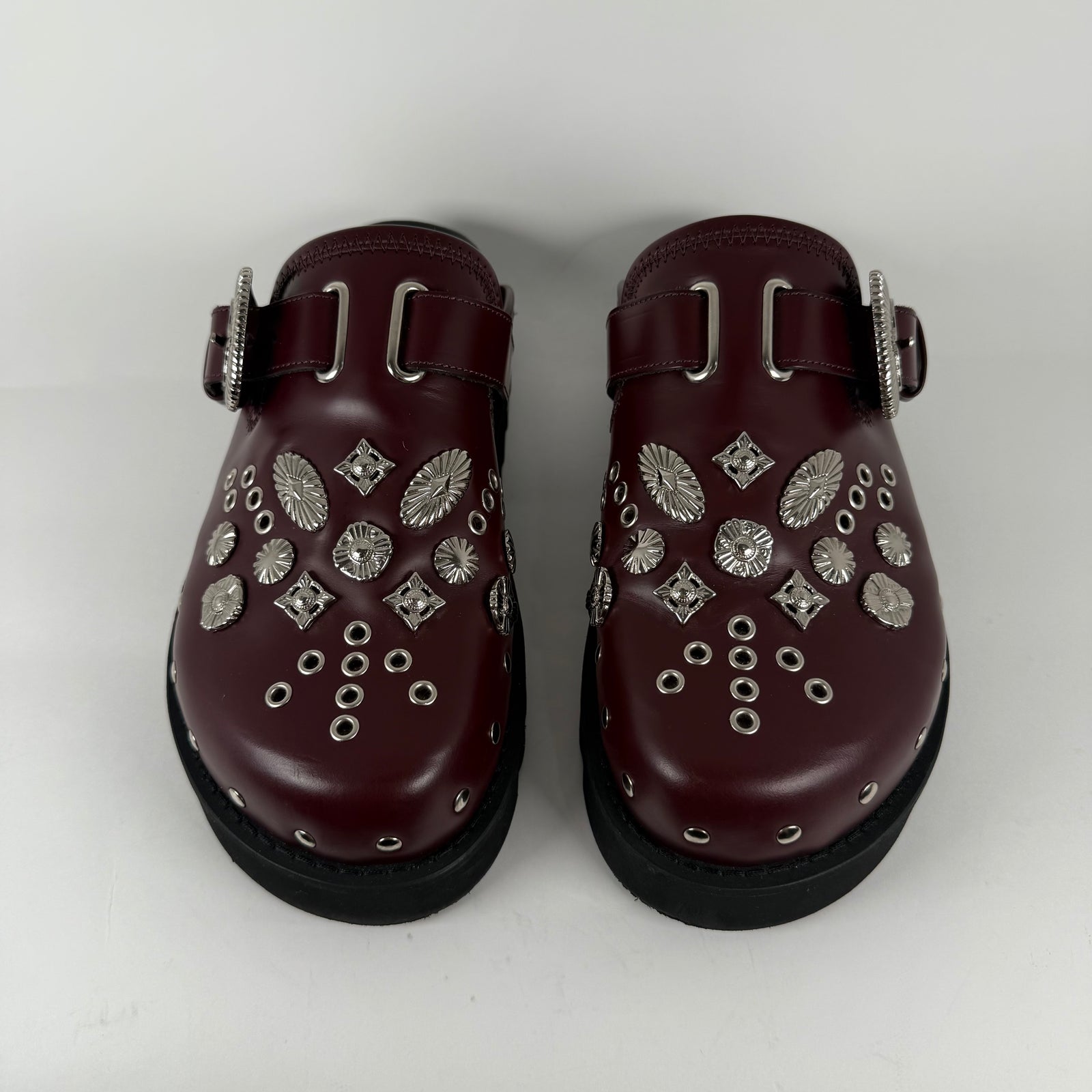 Toga Virilis Red Studded Slip-On Mules Size 8