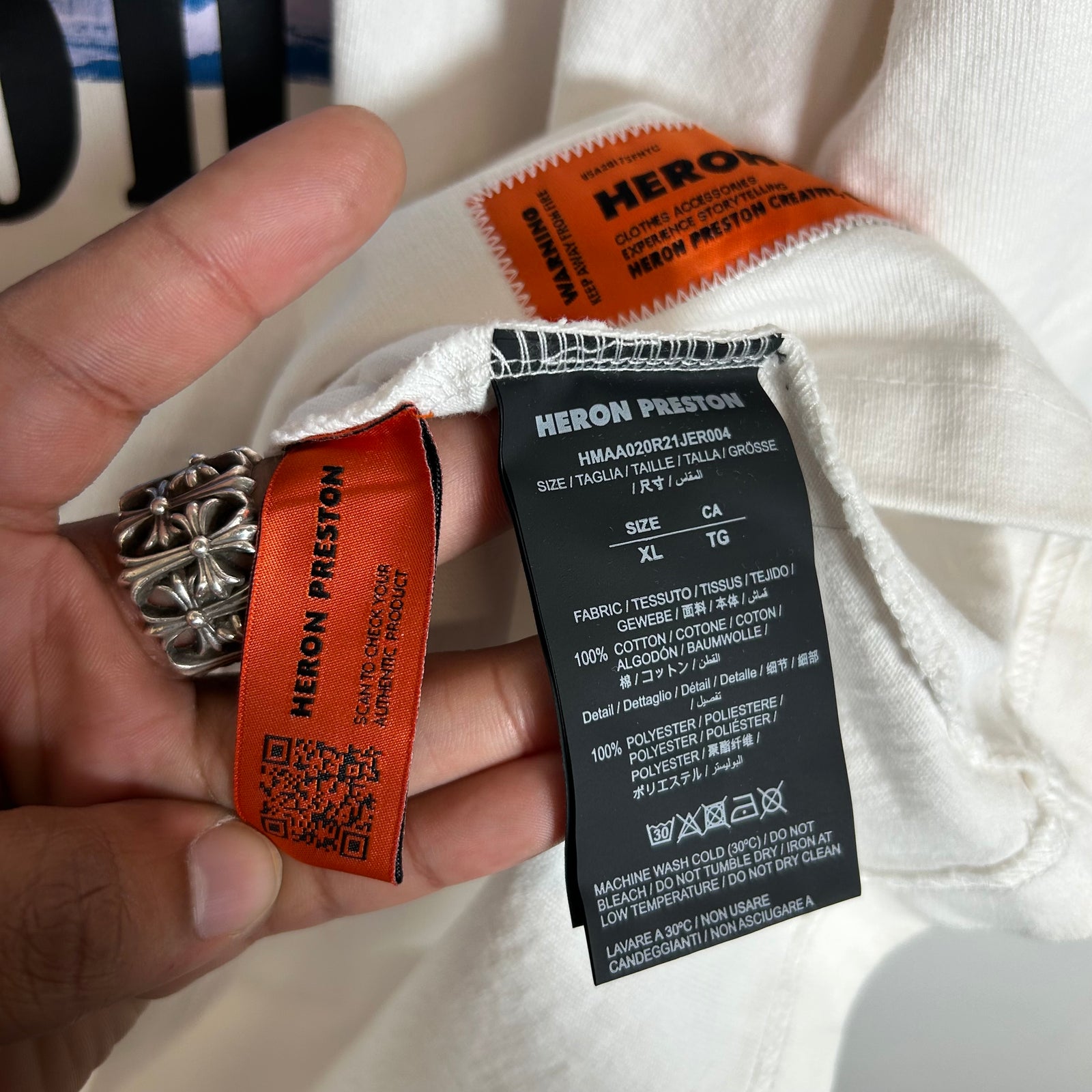 Heron Preston White Heron Graphic T-Shirt Size XL