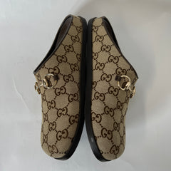 Gucci Beige GG Supreme Horsebit Mules Size 39