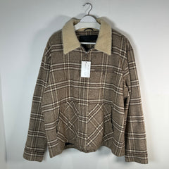 Chrome Hearts Beige & Brown Plaid Sherling Flannel Jacket Size XL