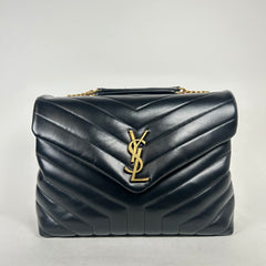 Saint Laurent Black/Gold Loulou Matelasse Medium Shoulder Bag