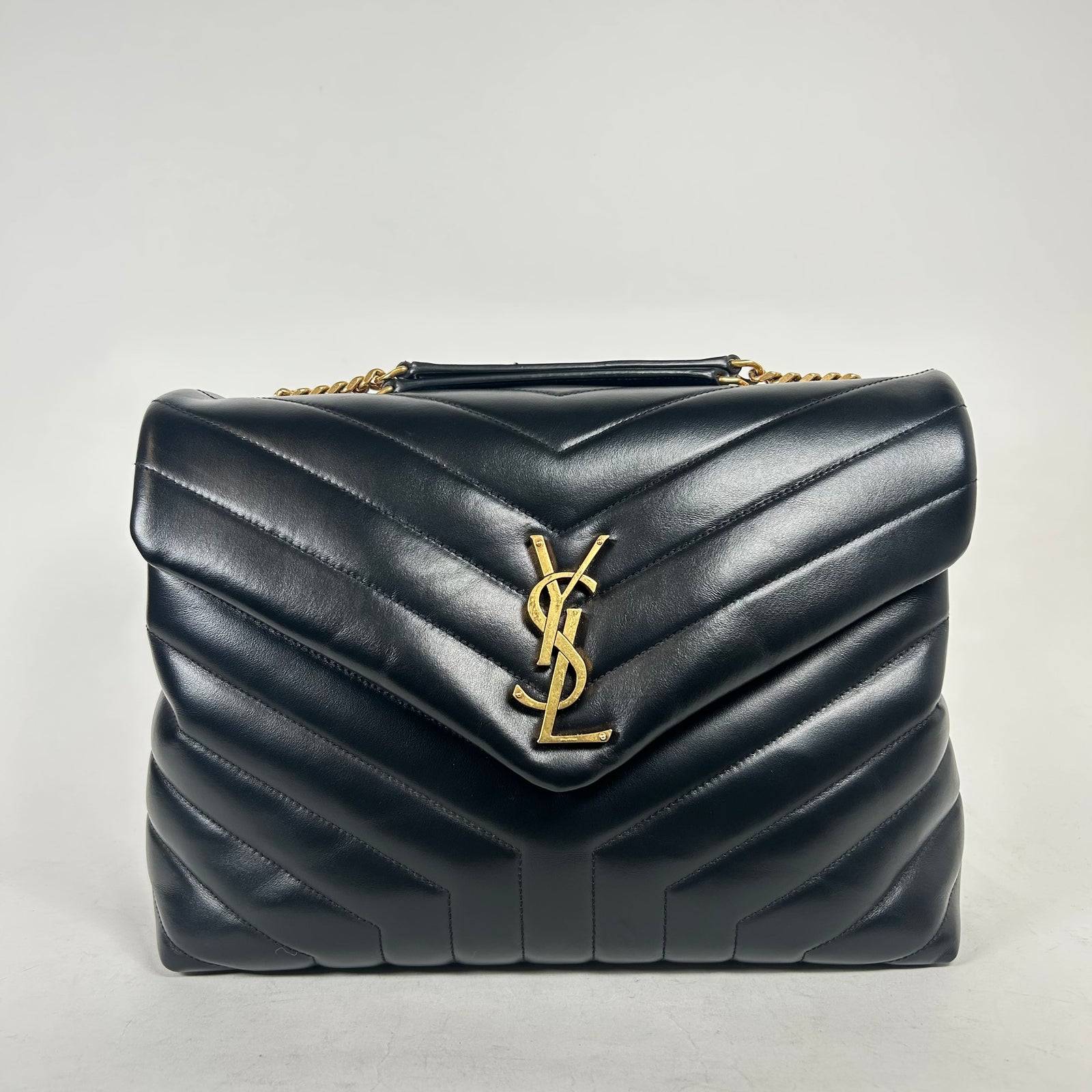 Saint Laurent Black/Gold Loulou Matelasse Medium Shoulder Bag