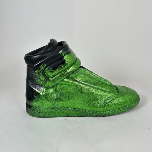 Maison Margiela Green Glitter Gradient High-Top Futures Size 46