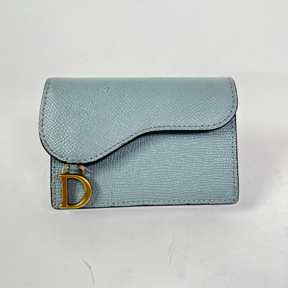 Dior Cloud Blue Saddle Lotus Wallet