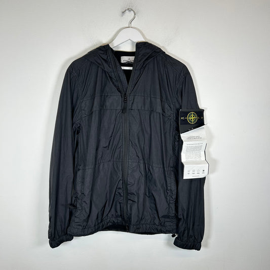 Stone Island Black Garment Dyed Crinkle Reps R-NY Hooded Jacket Size M