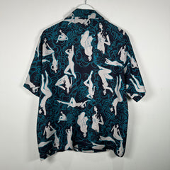 Amiri Lude Blue Silk Button Up Shirt Size L
