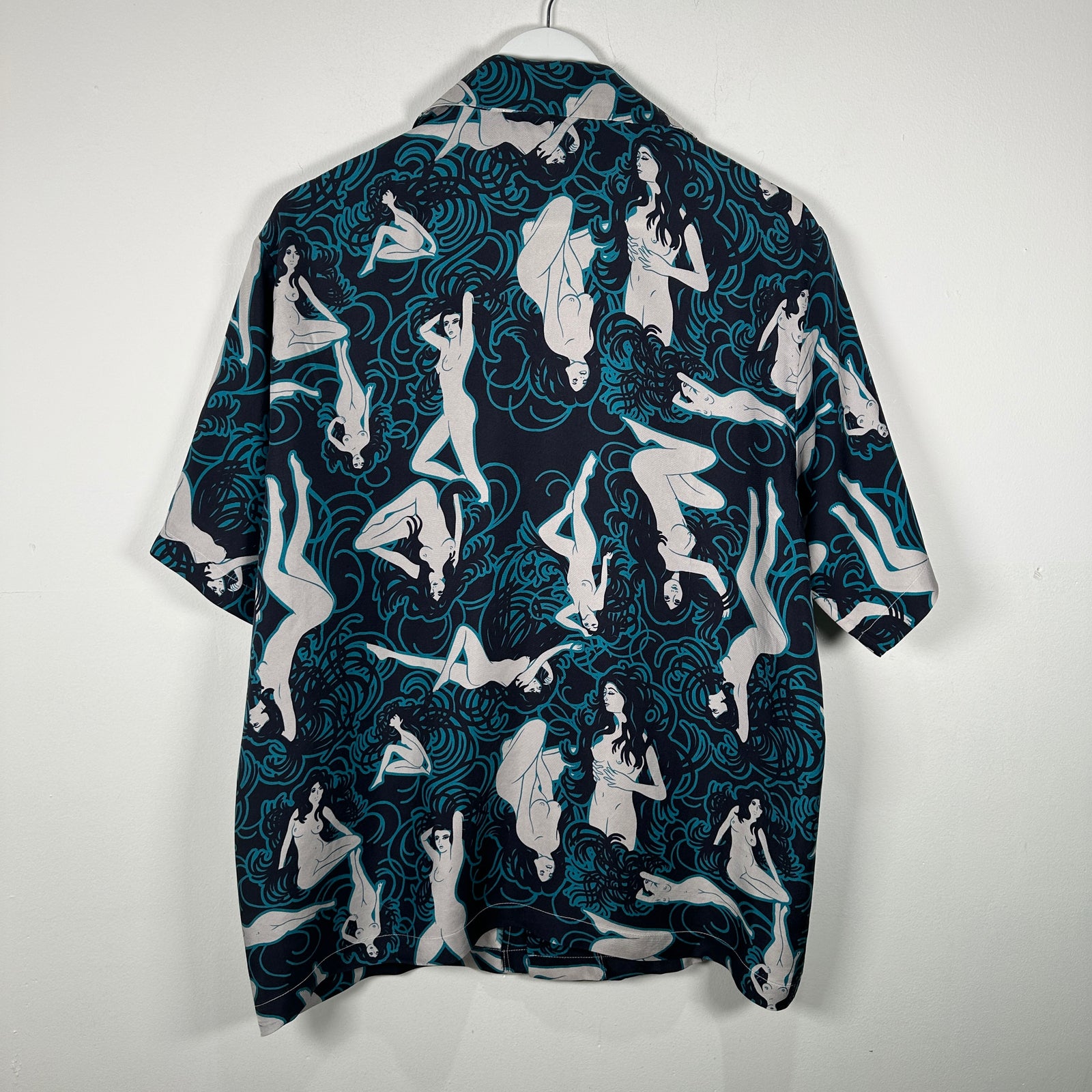 Amiri Lude Blue Silk Button Up Shirt Size L