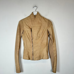 Rick Owens Beige Ecru Lambskin Biker Jacket Size 6