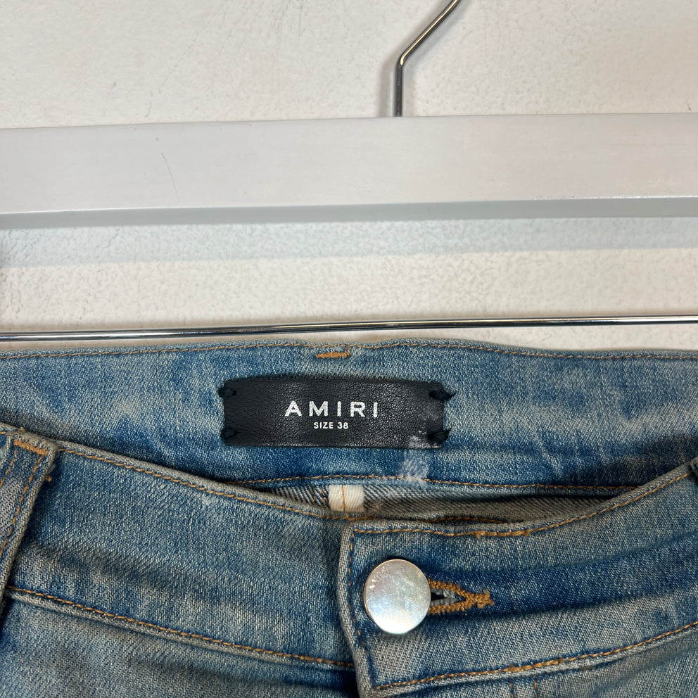 Amiri Lightwash MX1 Cracked Orange Patch Jeans Size 38