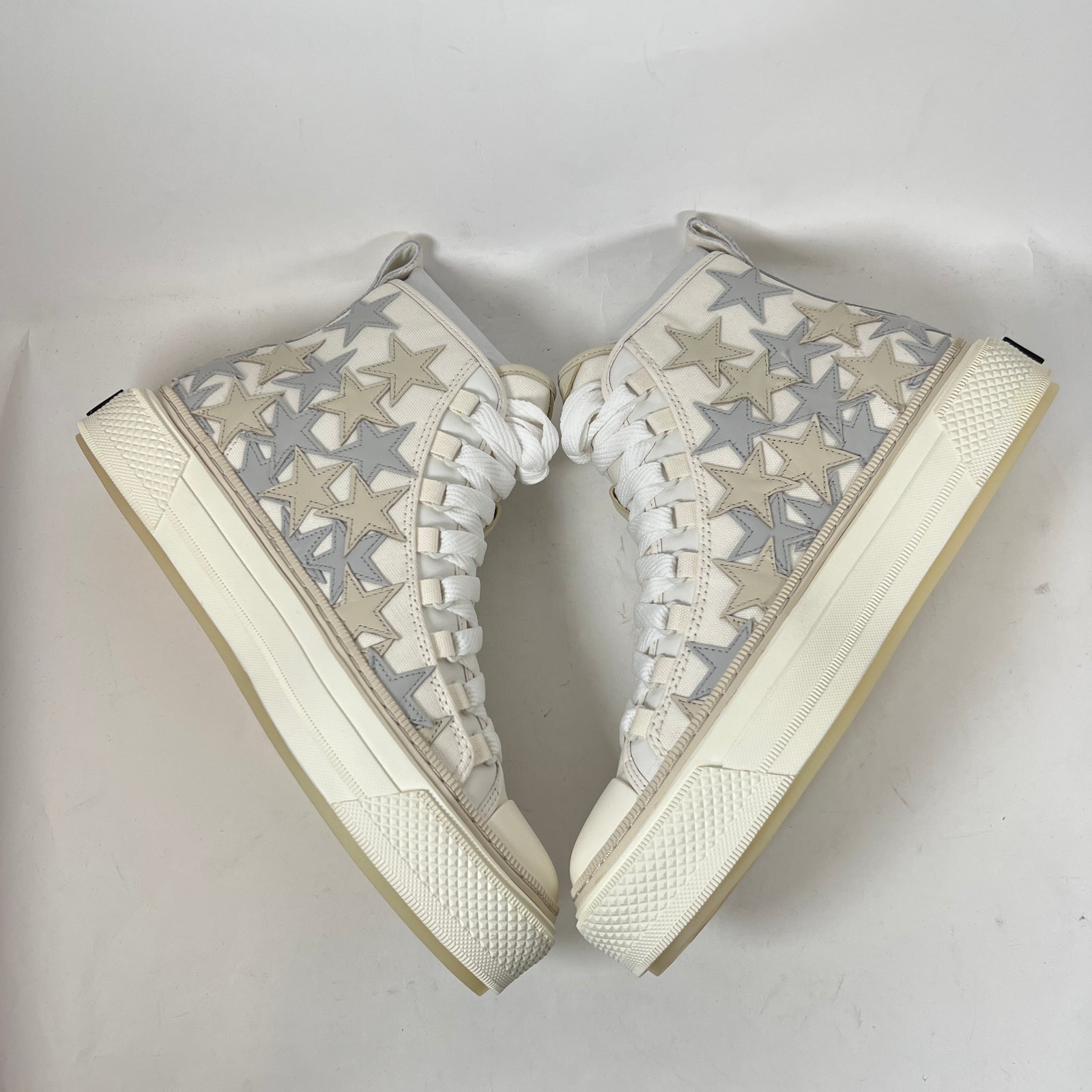 Amiri Grey/White Stars Court High-Top Sneaker Size 42
