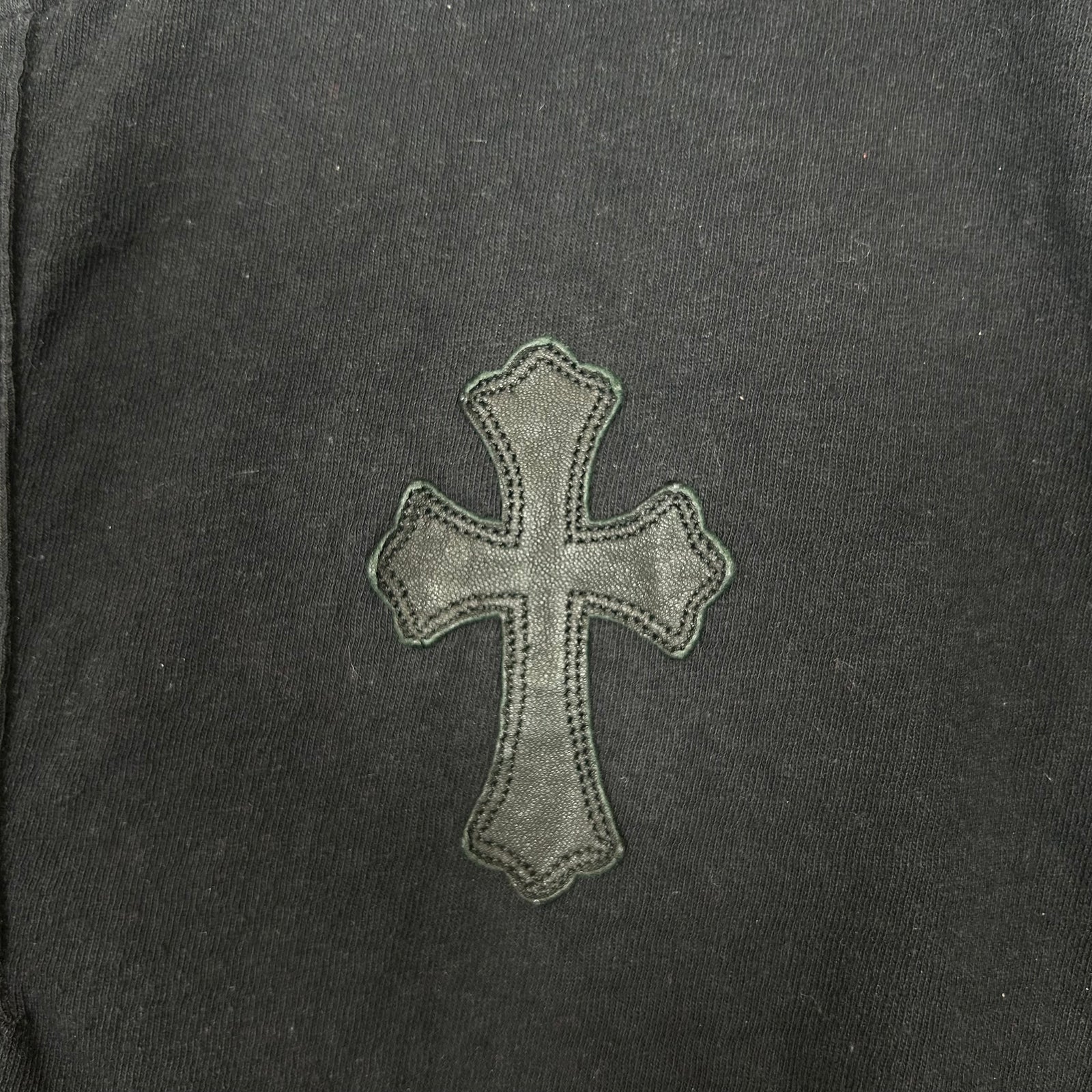 Chrome Hearts Black Leather Cross Patch T-shirt Size M