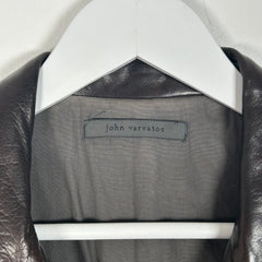 John Varvatos Brown Leather Zip-Up Jacket Size M