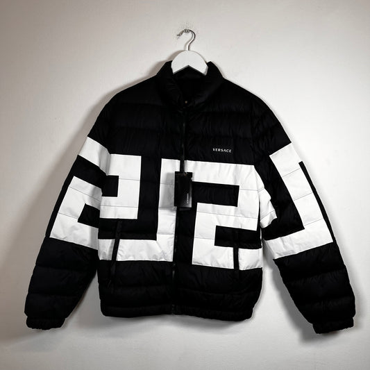 Versace La Greca Puffer Zip-Up Jacket Size M