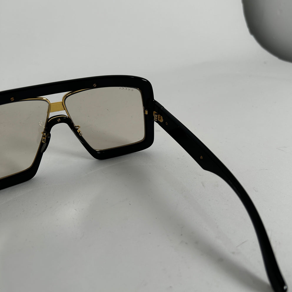 Gucci Black/Gold Square Aviator Sunglasses