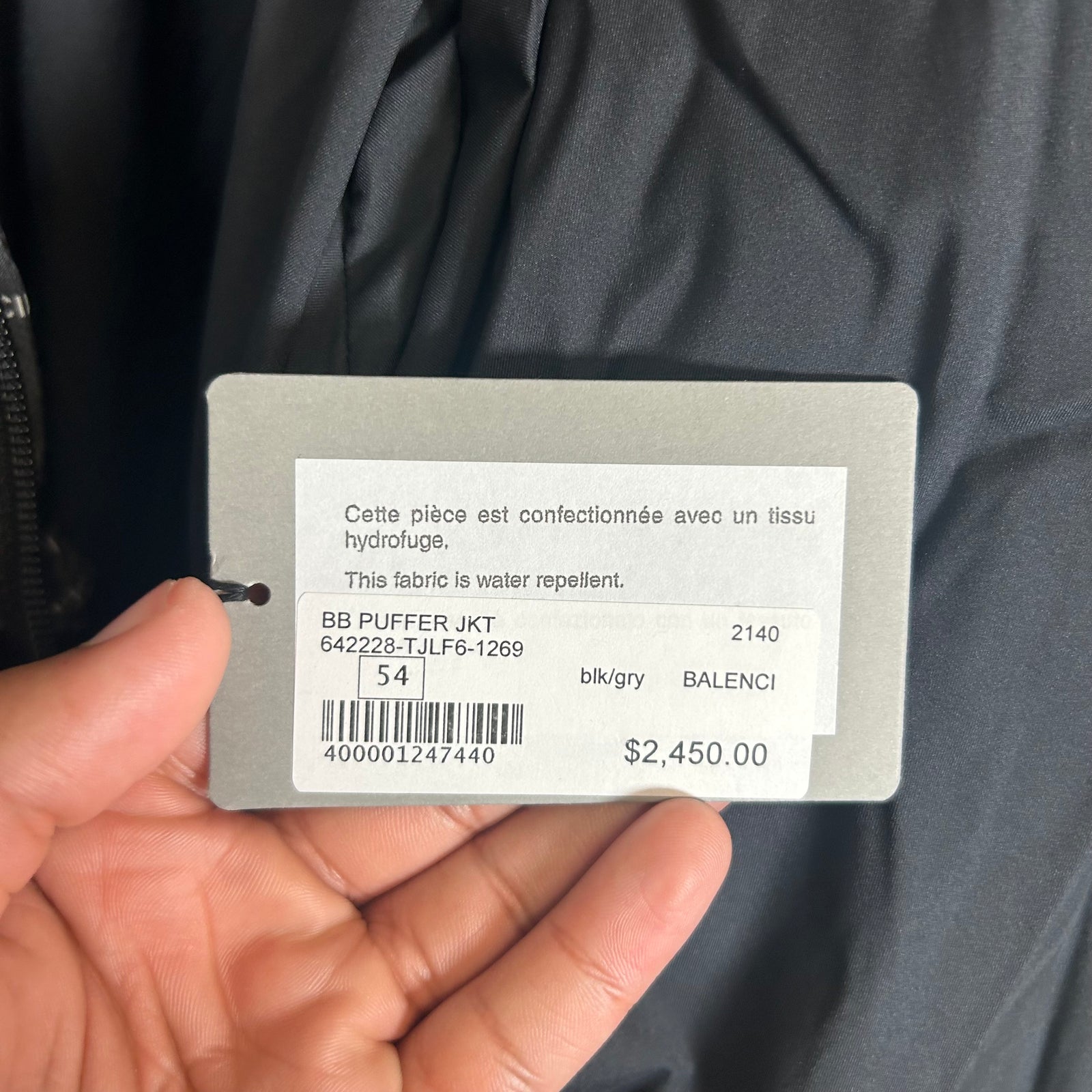 Balenciaga Black/Grey All Over Logo Puffer Jacket Size 54