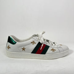 Gucci White Bees & Stars Embroidered Ace Sneaker Size GG 9.5