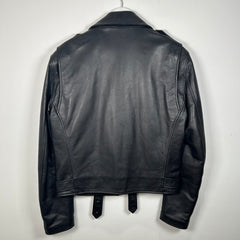Ralph Lauren Purple Label Black Leather Moto Jacket Size M