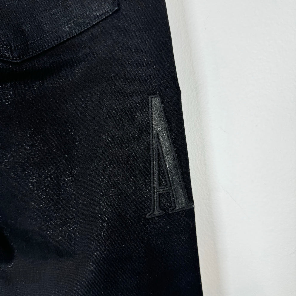 Amiri Black MX1 Embroidered Leather Logo Denim Jeans Size 33