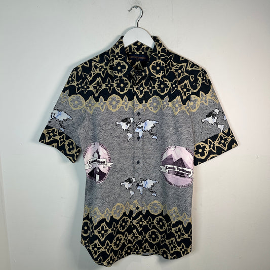 Louis Vuitton Wax 'Globe Chart' Short Sleeve Shirt Size XS