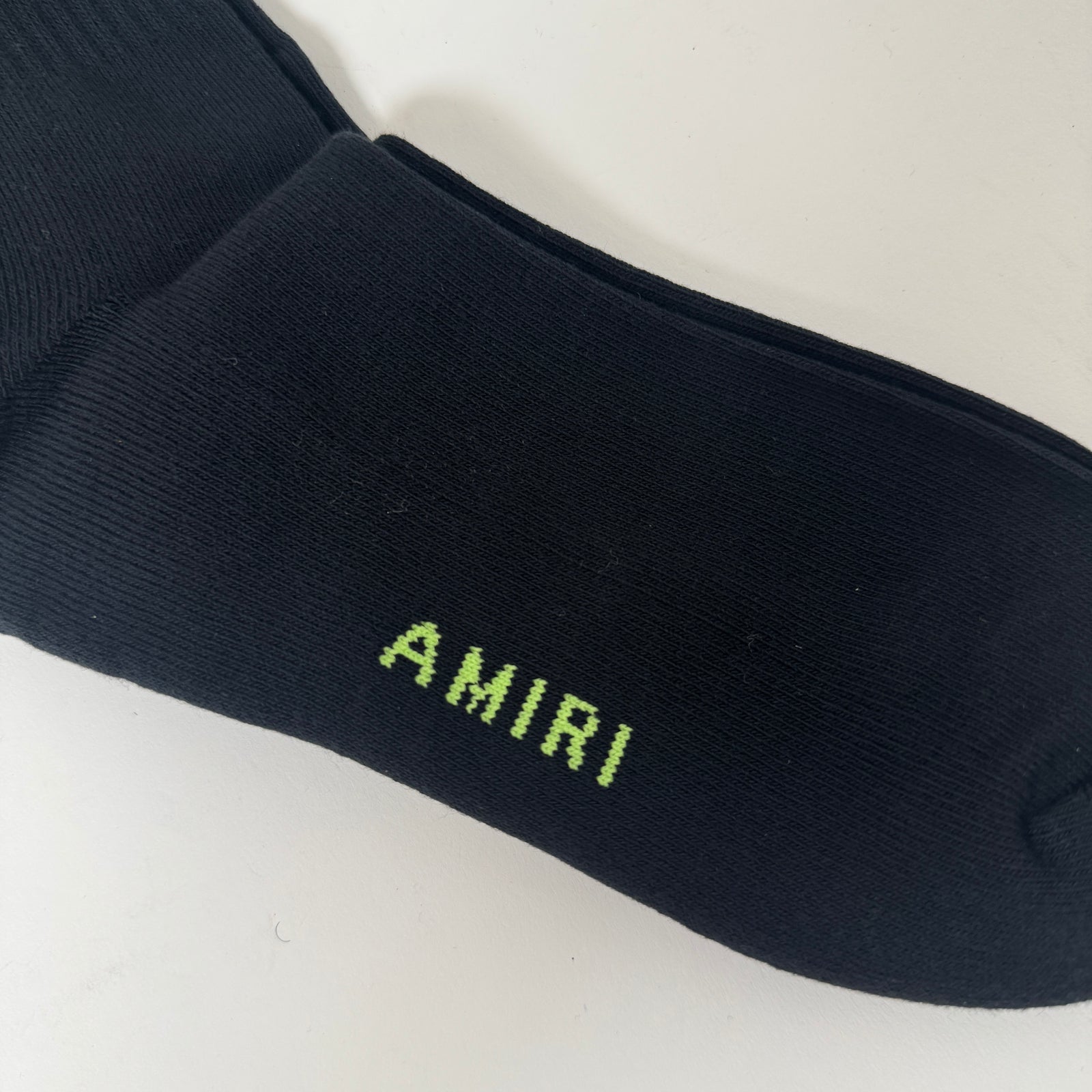 Amiri Black/Lime Green Stencil Socks Size 45-46
