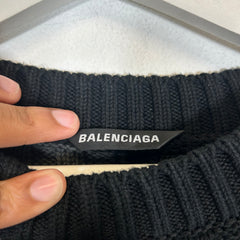 Balenciaga Black Checkered Cable Knit Size XL