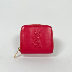 Yves Saint Laurent Pink Cassandra Embossed Round Zip Wallet