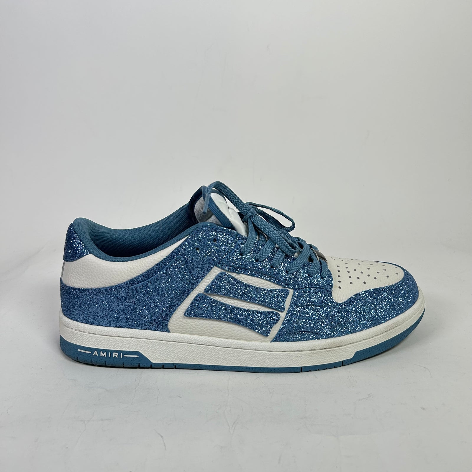 Amiri Blue Shimmer Skeleton Low-Top Sneakers