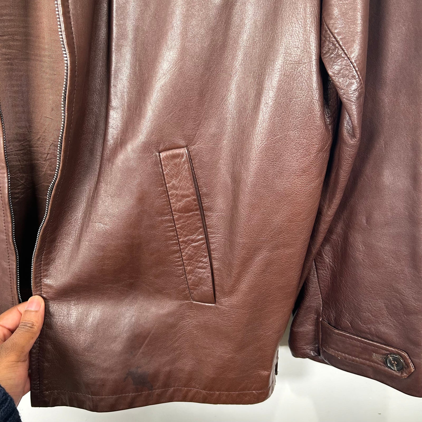 Ralph Lauren Purple Label Brown Leather Jacket Size M